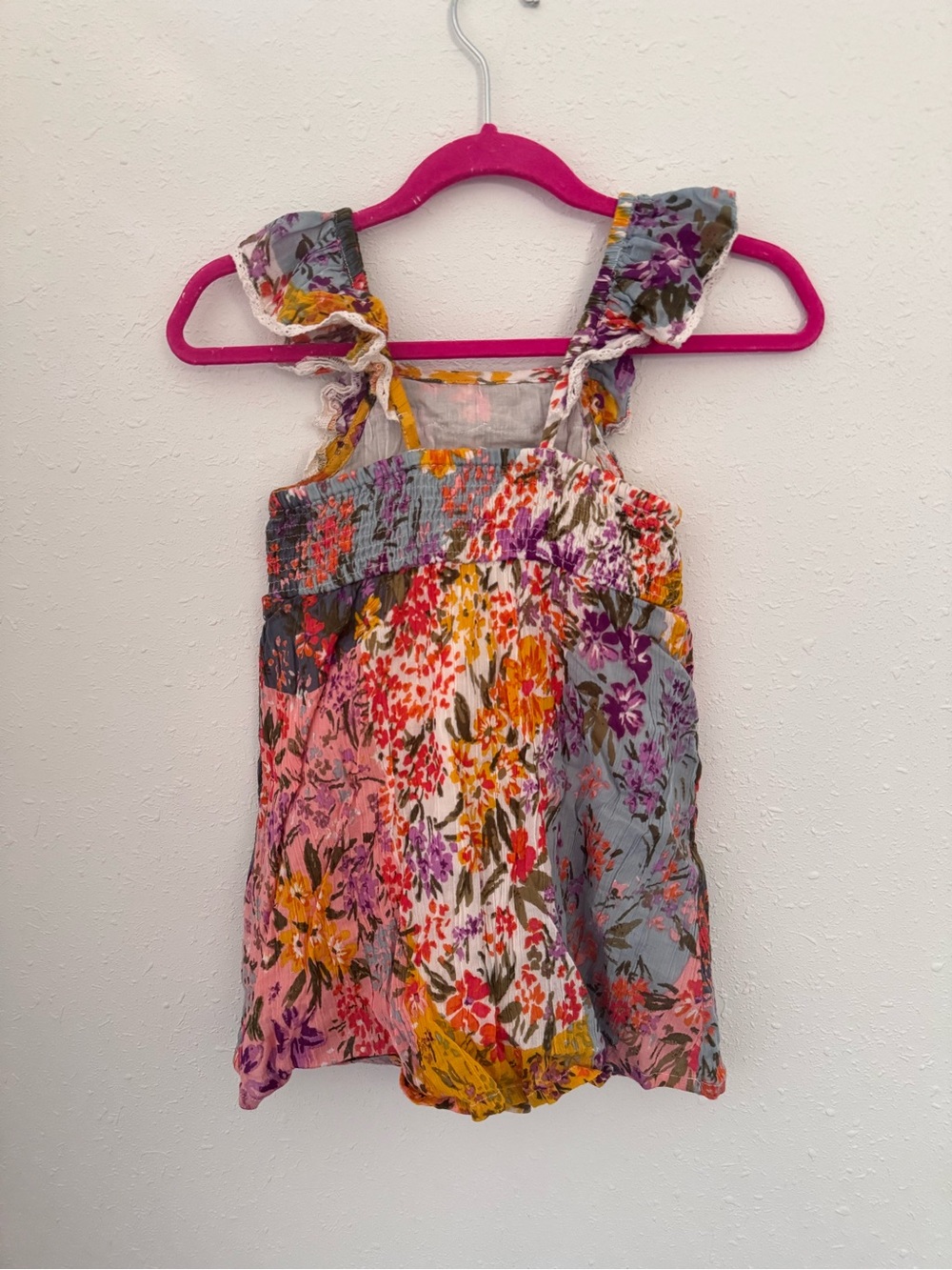 Mimi & Maggie Sundress Patchwork Floral Print Yellow, Purple & Blue Cotton 3T - Picture 2 of 7